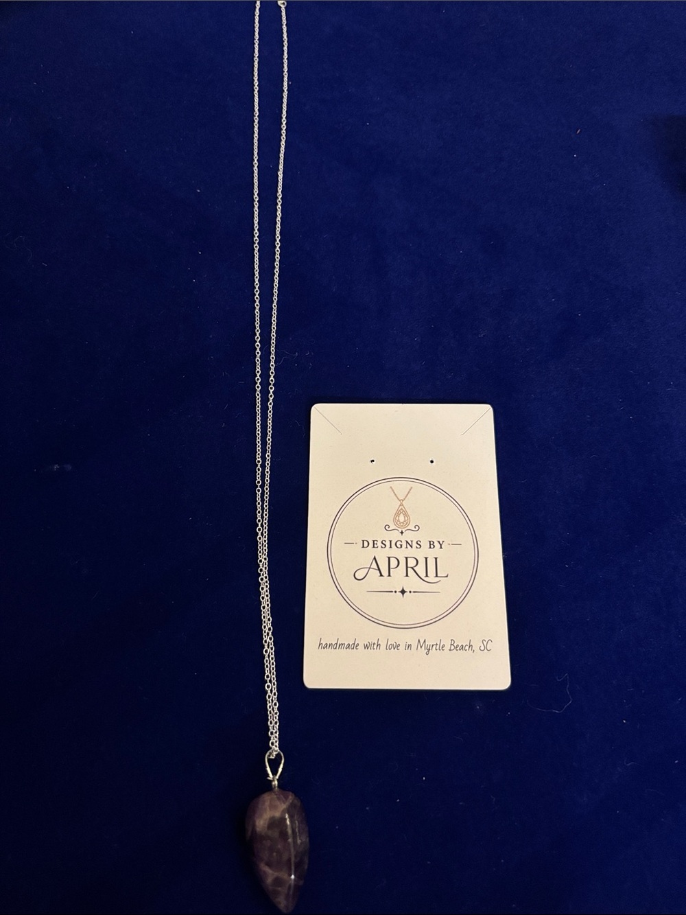 Genuine Natural Amethyst Gemstone Healing Pendant on 24” sterling silver chain